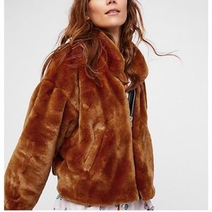 Free people faux fur bomber jacket